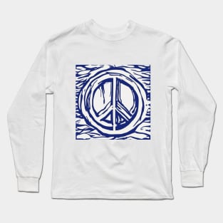 Peace Sign Royal Blue Shadow Silhouette Anime Style Collection No. 268 Long Sleeve T-Shirt